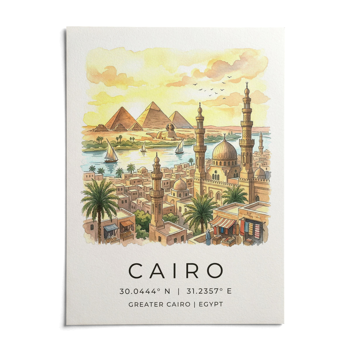 Cairo Landscape Wall Art, shown as an unframed paper print on a plain white background