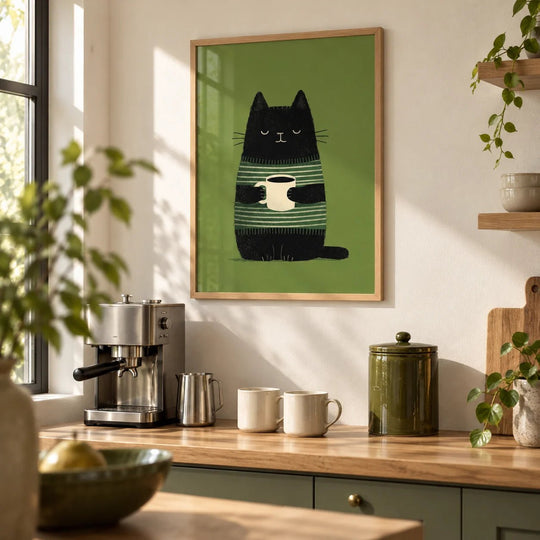 Poster del caffè con gatto