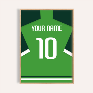 Football Shirt Poster in Green with Dark Green Sleeves