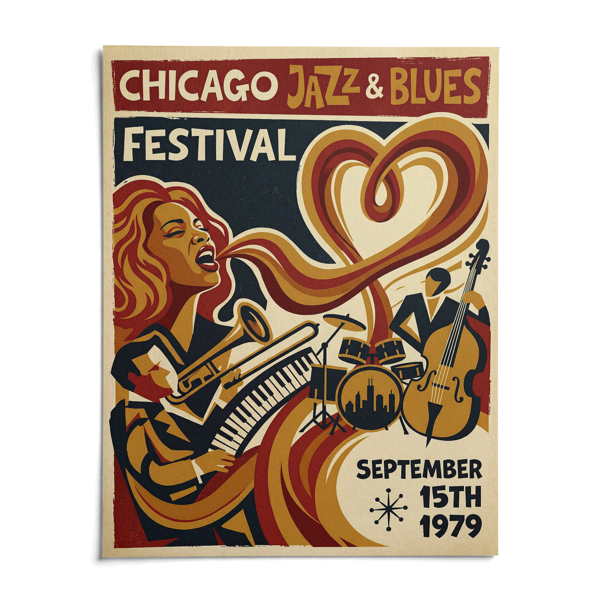 Chicago Jazz Festival Print, shown as an unframed paper print on a plain white background