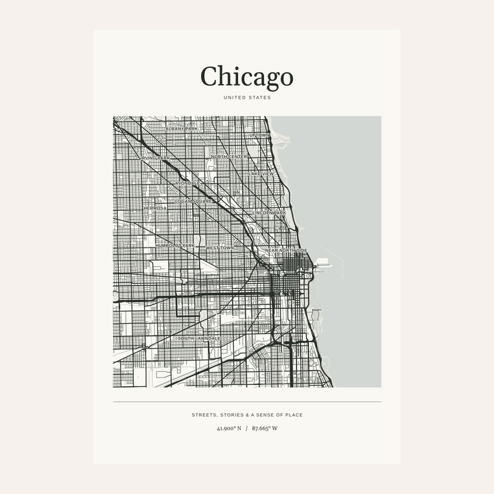 Chicago Map Print — Personalised City Atlas · Print only · finish preview