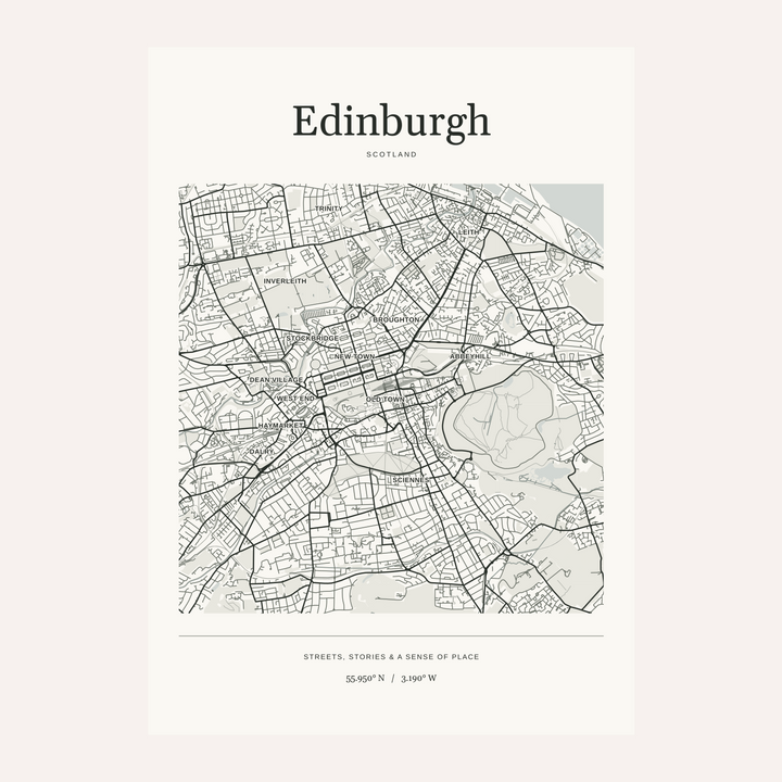 Edinburgh Personalised Map Print — City Atlas · Print only · finish preview