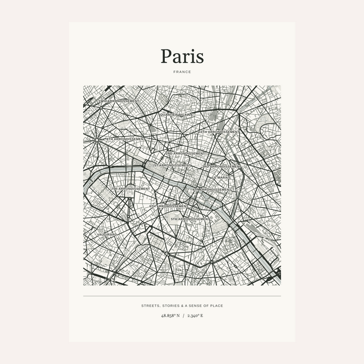 Paris Map Print — Personalised City Atlas · Print only · finish preview