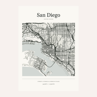 San Diego Map Print — Personalised City Atlas · Print only · finish preview
