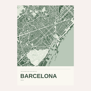 Barcelona Colour Map Print — Personalised Wall Art · Print only · finish preview