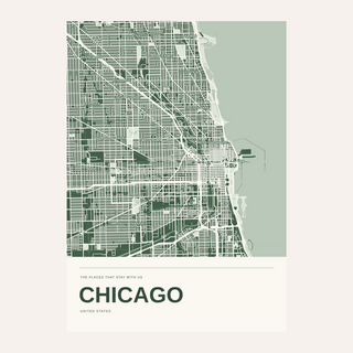 Chicago Colour Map Print — Personalised Wall Art · Print only · finish preview
