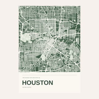 Houston Colour Map Print — Personalised Wall Art · Print only · finish preview