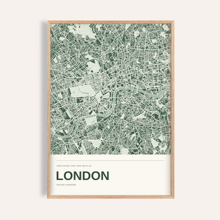 London Colour Map Print — Personalised Wall Art · Natural wood frame example