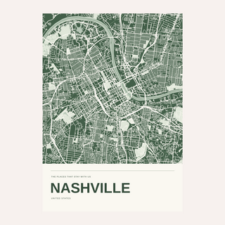 Nashville Colour Map Print — Personalised Wall Art · Print only · finish preview