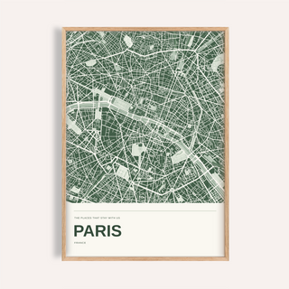 Paris Colour Map Print — Personalised Wall Art · Natural wood frame example