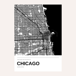 Chicago Black and White Map Print — Personalised · Print only · finish preview