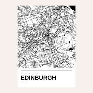 Edinburgh Personalised Map Print — Black & White · Print only · finish preview