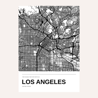 Los Angeles Black and White Map Print — Personalised · Print only · finish preview