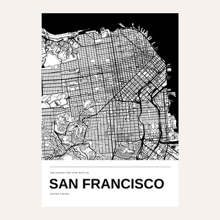 San Francisco Black and White Map Print — Personalised · Print only · finish preview