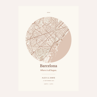 Barcelona Personalised Location Map — Our Place · Print only · finish preview
