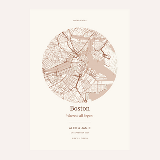 Boston Personalised Location Map — Our Place · Print only · finish preview
