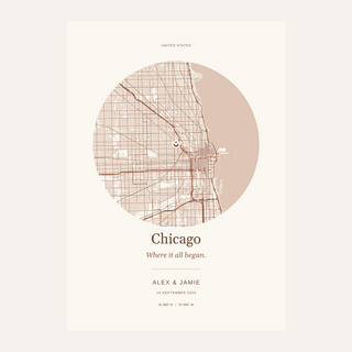 Chicago Personalised Location Map — Our Place · Print only · finish preview