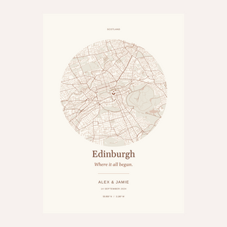 Edinburgh Personalised Map Print — Our Place · Print only · finish preview