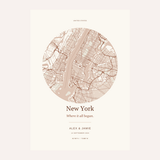 New York City Personalised Location Map — Our Place · Print only · finish preview