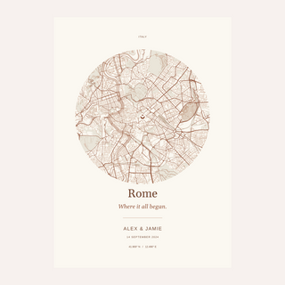 Rome Personalised Location Map — Our Place · Print only · finish preview