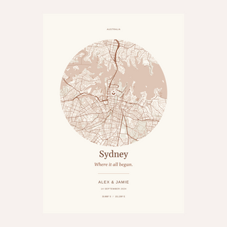 Sydney Personalised Location Map — Our Place · Print only · finish preview