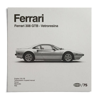 Classic 1970s Italian Sports Car Poster, shown as an unframed paper print on a plain white background