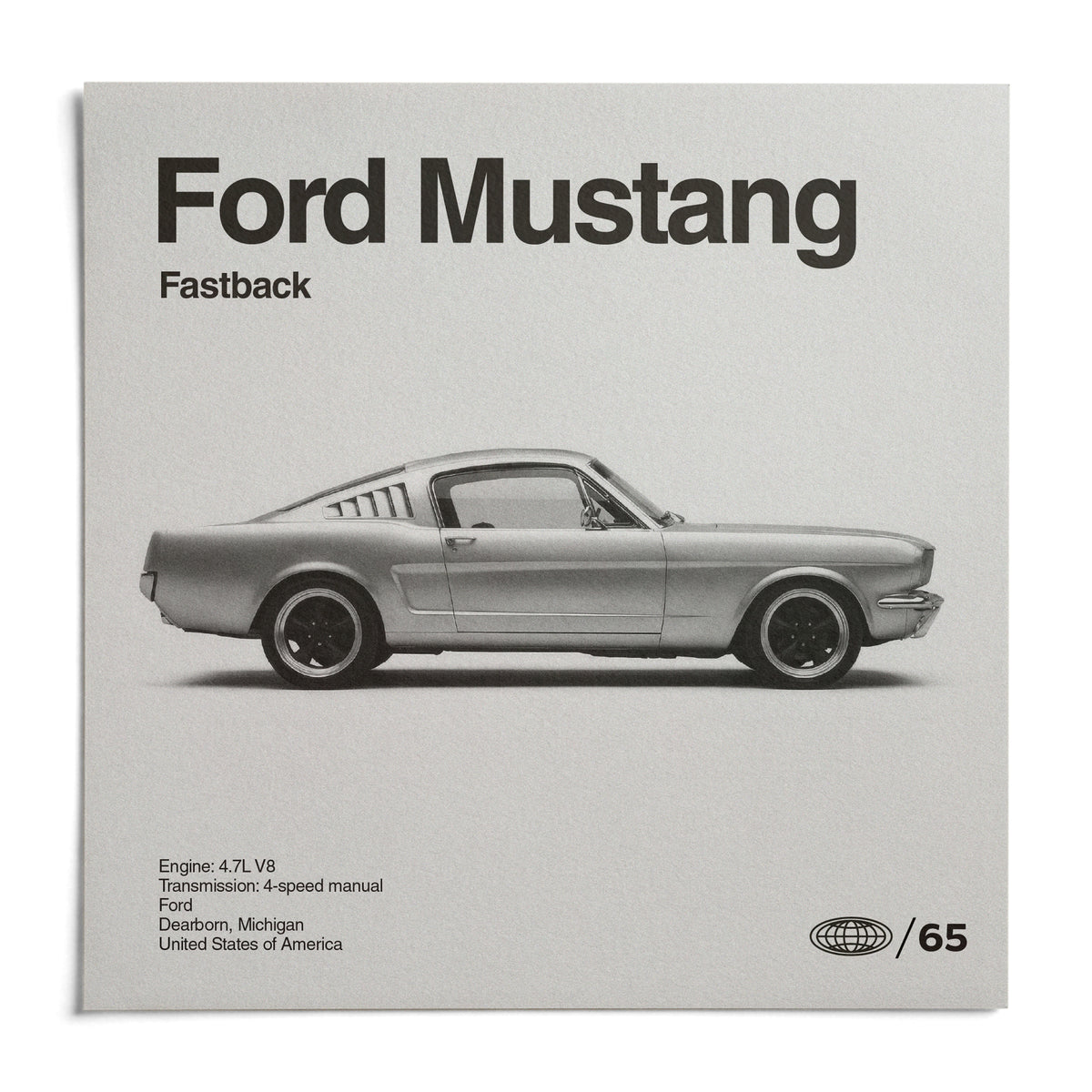 Classic American Muscle Car Poster, shown as an unframed paper print on a plain white background