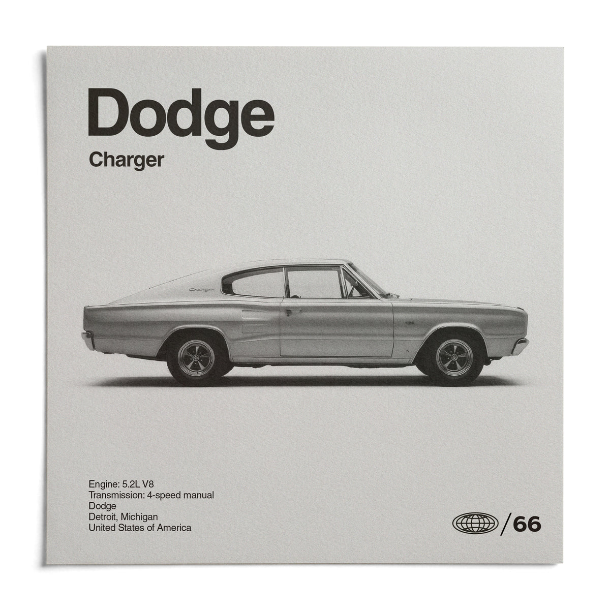 Classic Muscle Car Art Print, shown as an unframed paper print on a plain white background