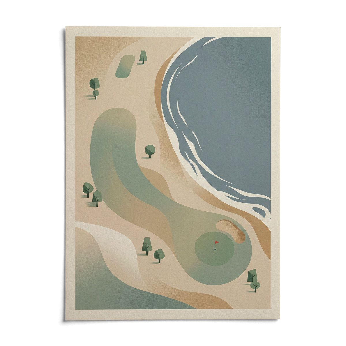 Coastal Golf Course Art Print, shown as an unframed paper print on a plain white background