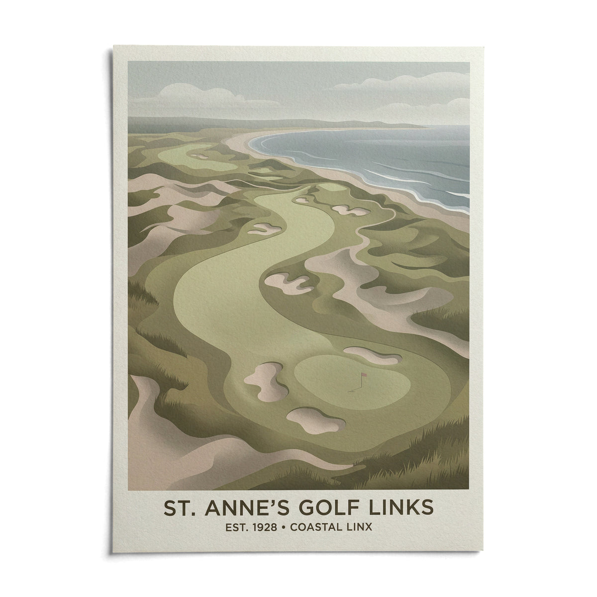 Coastal Golf Landscape, shown as an unframed paper print on a plain white background