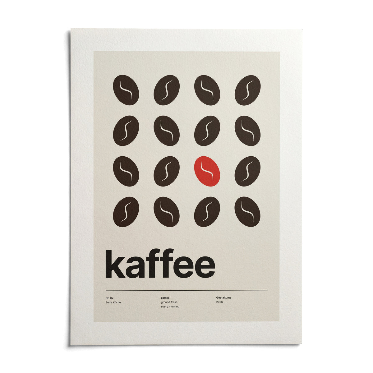 Coffee Bean Print, shown as an unframed paper print on a plain white background