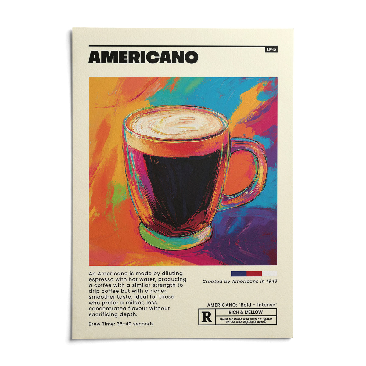 Coffee Print for Kitchen, shown as an unframed paper print on a plain white background