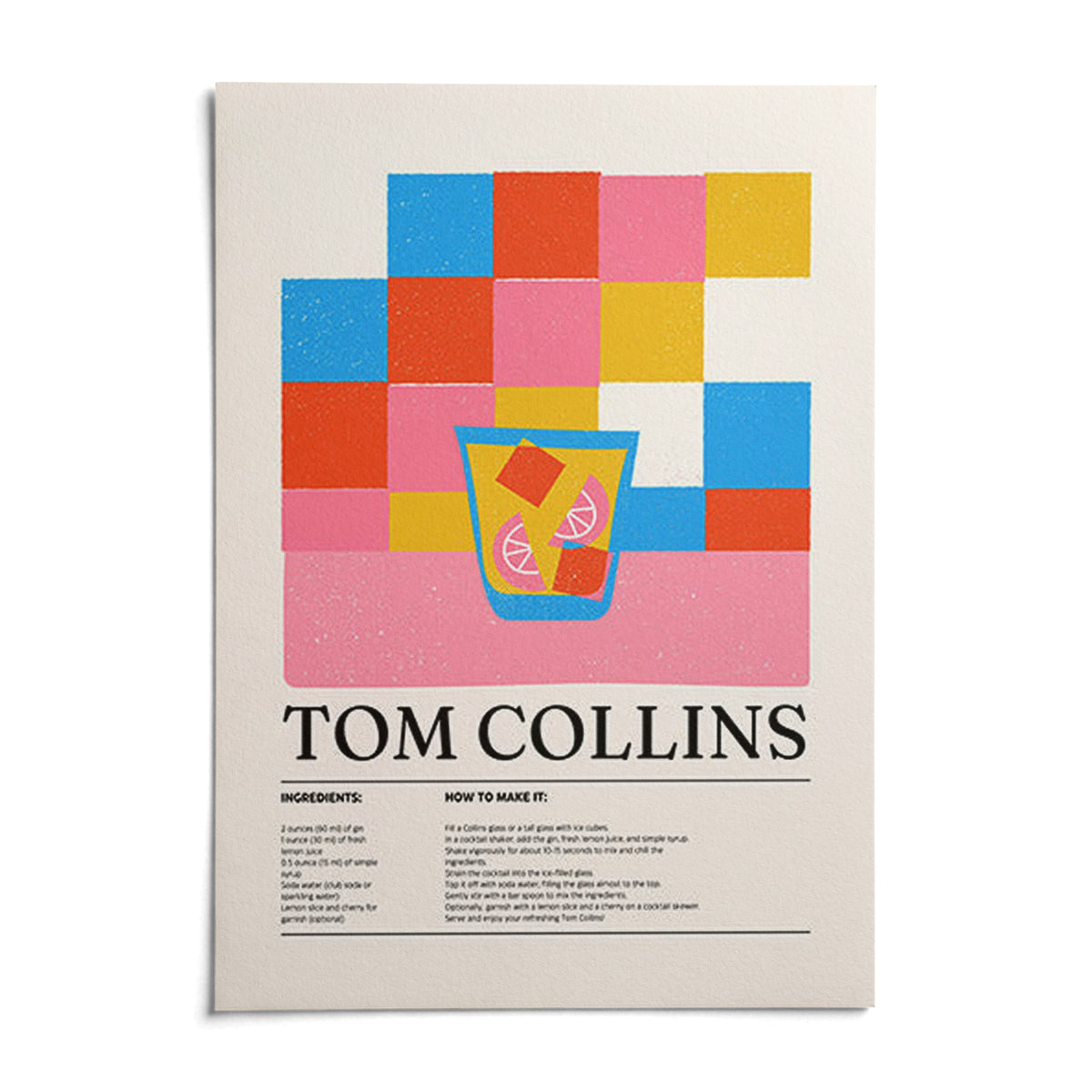 Colorful Bar Prints, shown as an unframed paper print on a plain white background