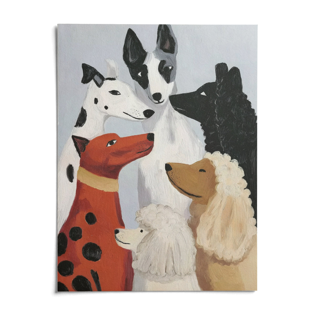 Colorful Dog Poster, shown as an unframed paper print on a plain white background