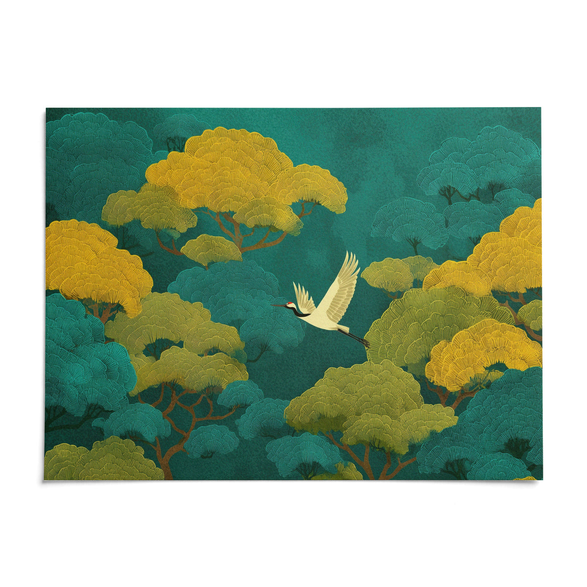 Colorful Japanese Nature Art, shown as an unframed paper print on a plain white background