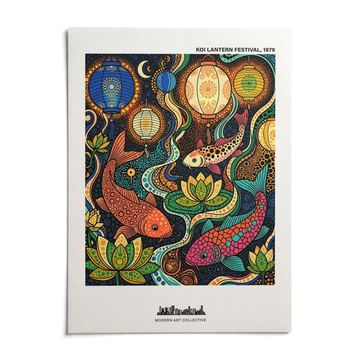Colorful Koi Fish Poster, shown as an unframed paper print on a plain white background