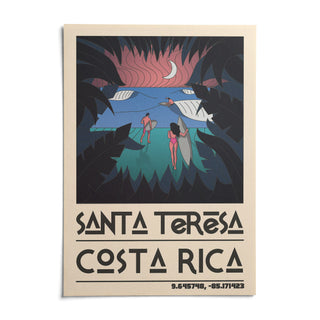 Costa Rica Surf Art, shown as an unframed paper print on a plain white background