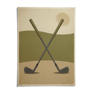 Crossed Golf Clubs Poster, shown as an unframed paper print on a plain white background