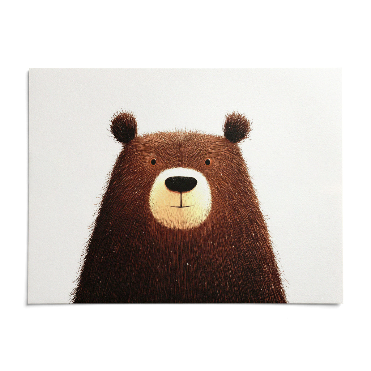 Cute Bear Art Print, shown as an unframed paper print on a plain white background