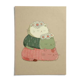 Cute Cat Art Print, shown as an unframed paper print on a plain white background