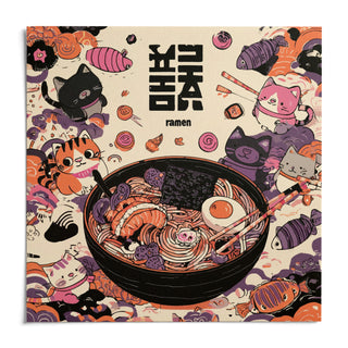Cat Ramen Print, shown as an unframed paper print on a plain white background