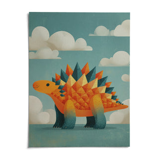 Cute Dinosaur Art Print, shown as an unframed paper print on a plain white background