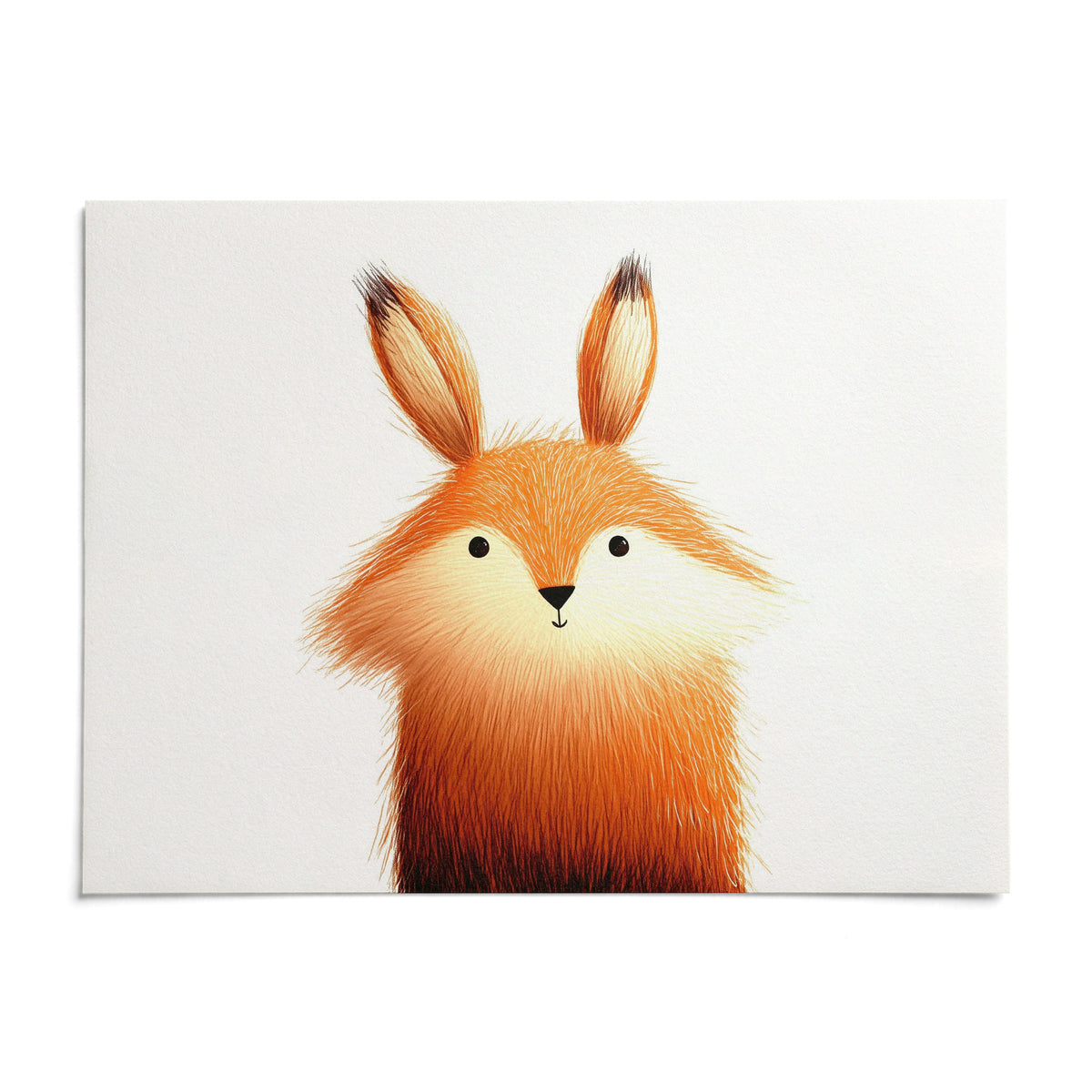 Cute Fox Poster, shown as an unframed paper print on a plain white background