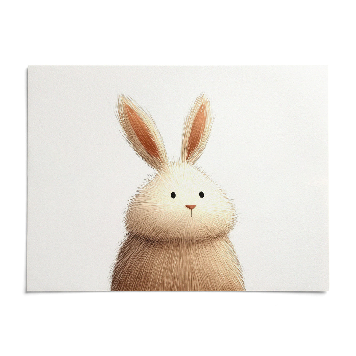 Cute Rabbit Wall Art, shown as an unframed paper print on a plain white background