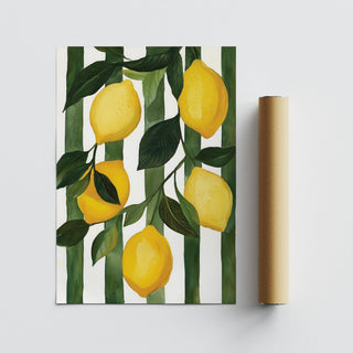 Citrus-themed Lemon Painting print in green and yellow tones.