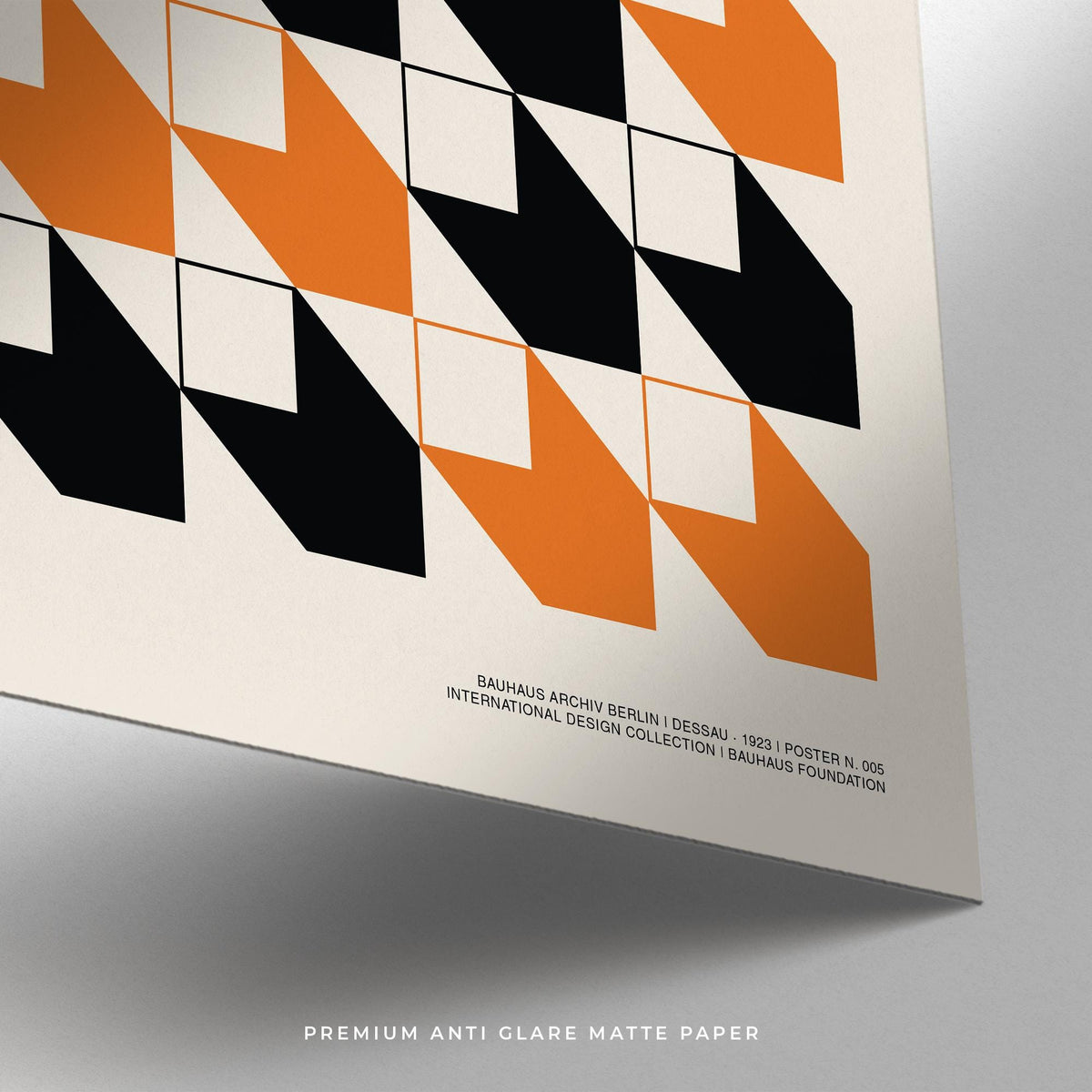 Artwork for Office close-up of orange and black geometric grid on matte paper