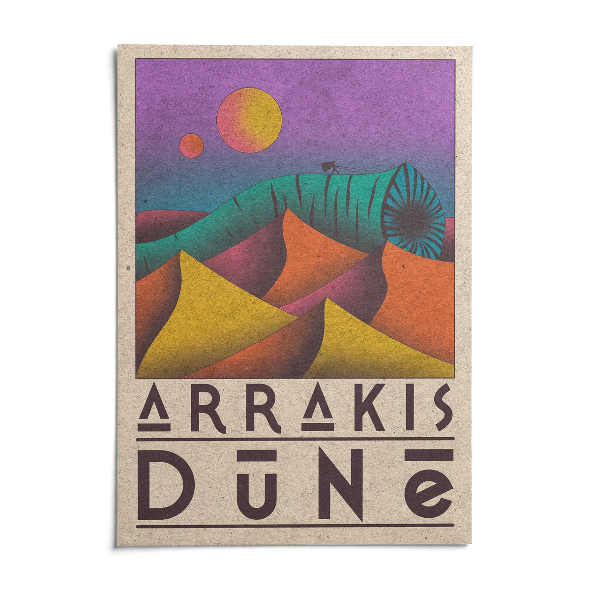 Desert Dunes Sci-Fi Poster, shown as an unframed paper print on a plain white background