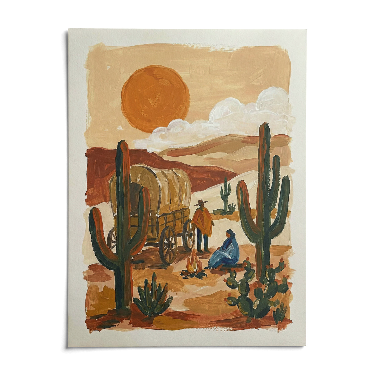 Desert Wagon Art Print, shown as an unframed paper print on a plain white background
