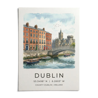 Dublin City Art Print, shown as an unframed paper print on a plain white background