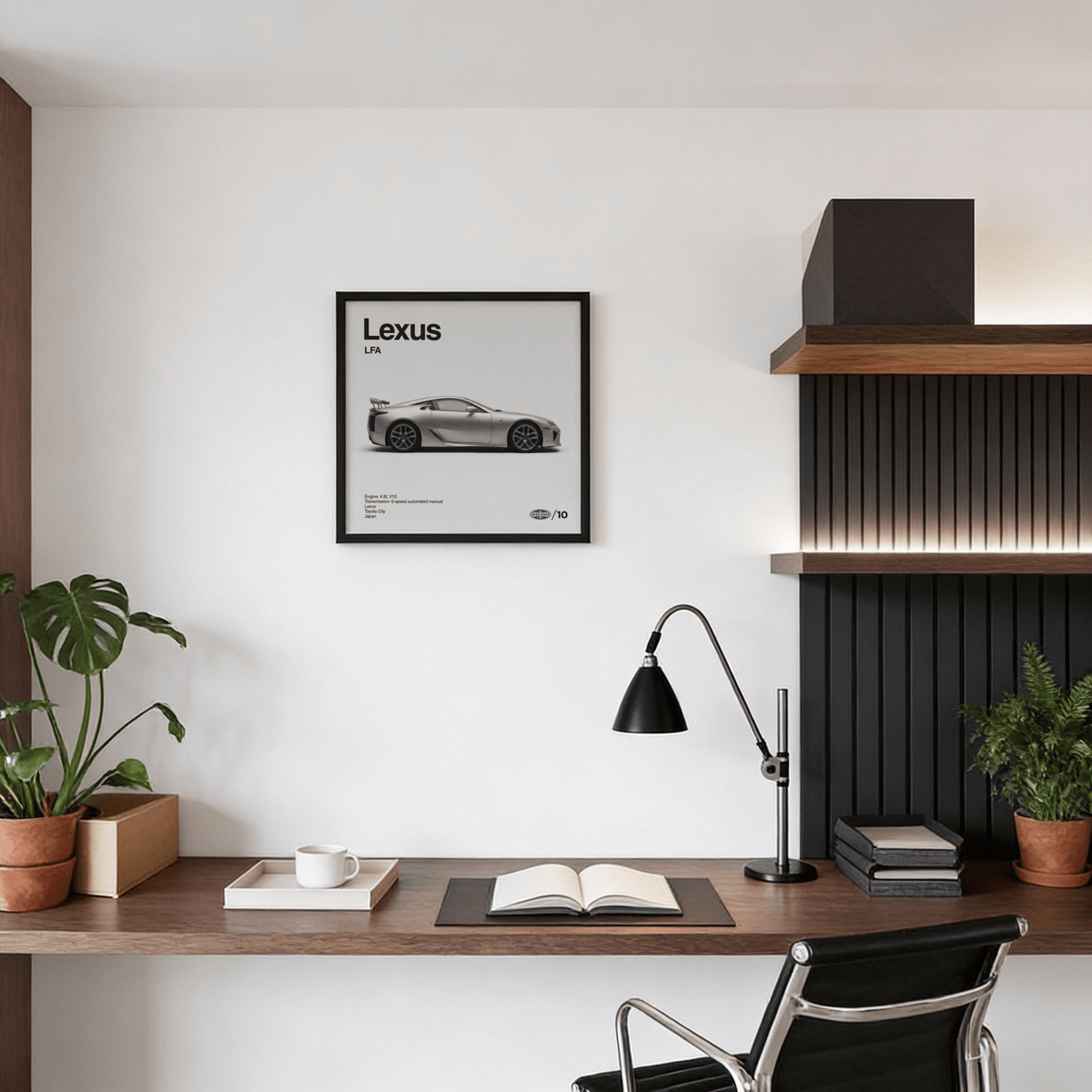 Grey and black Japanese Supercar Poster for living room decor